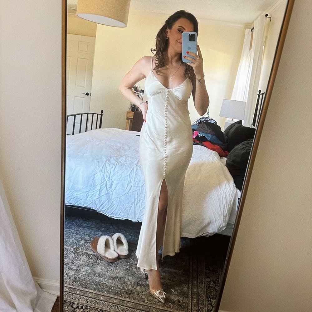 Shona Joy La Lune silk Slip dress in Cream